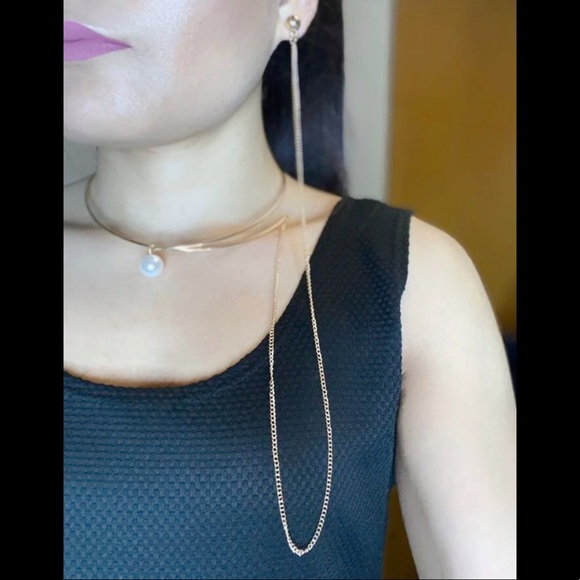 💥3/$28 New Unique Choker Spring Necklace & Attached Earring ~ Statement Piece - Picture 3 of 11